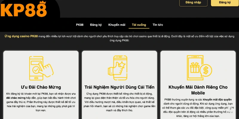 Tải app KP88 mang đến nhiều lợi ích cho hội viên cá cược